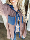 Made For This Ribbed Shacket in Chocolate and Navy
