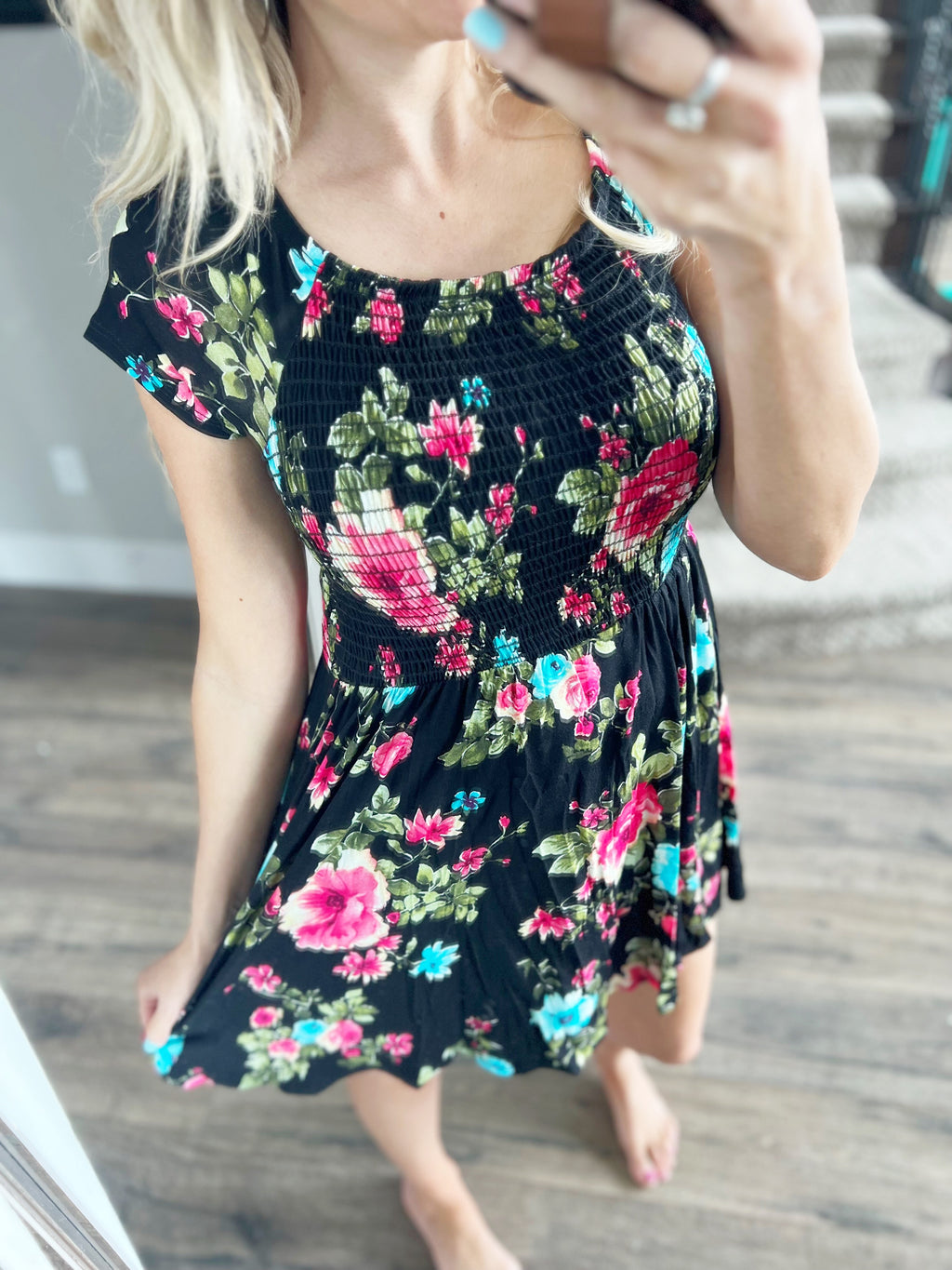 Tell Me I'm Pretty Dress in Black and Bright Floral