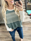 Here I Go Again Striped Top in Teal