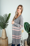 What I Mean Striped Cardigan in Gray (SALE)