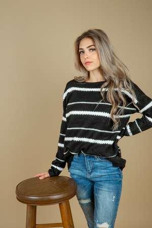 Let it Move Sweater Top in Black