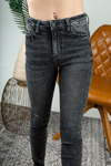 KanCan Bring it In Frayed Hem Skinny Jeans in Black