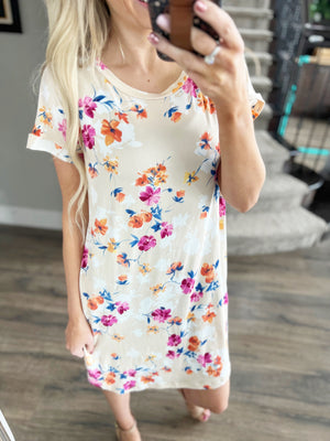 Sunny Days Floral Dress in Sand