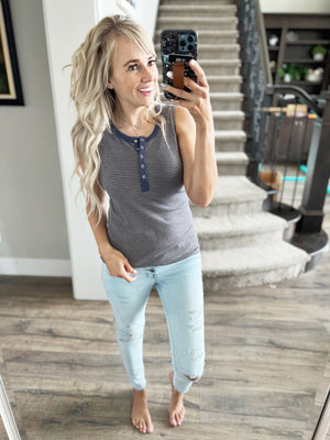 Back in the Day Striped Tank Top in Navy