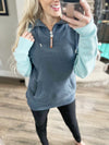Wanakome Christine Quarter Zip Pullover in Blue and Navy