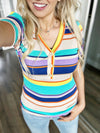 Doll Me Up Multi Striped Top