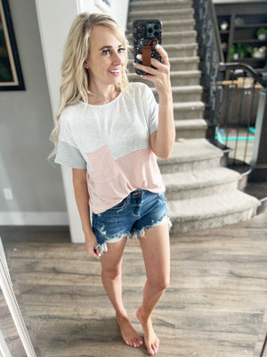 First Impressions Short Sleeve in Coral and Ivory