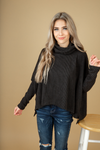 Hear Me Ribbed Cowl Neck in Black