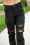 Judy Blue Find a Way Black Distressed Girlfriend Jeans (SALE)