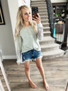 Stolen Youth Color Block Soft Henley Top in Mint Gray