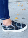 Gypsy Jazz Love You Too Plaid Sneakers in Black and Blue
