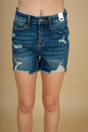 Judy Blue Far From Here Distressed Dark Wash Shorts