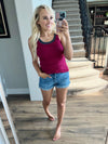Want Me To Stay Ribbed Tank Top in Wine (SALE)