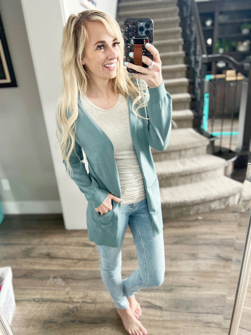 Leading Lady Cardigan in Stone Blue