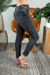 KanCan Bring it In Frayed Hem Skinny Jeans in Black