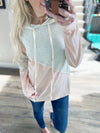 Sweet Nothings Color Block Hoodie in Gray and Blush