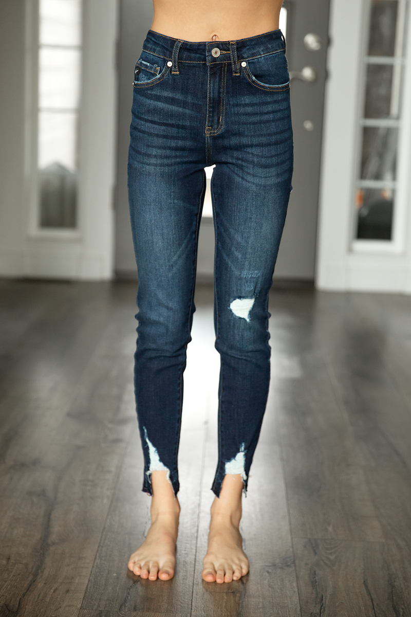 Kancan Come to You Distressed Dark Wash Skinny Jeans