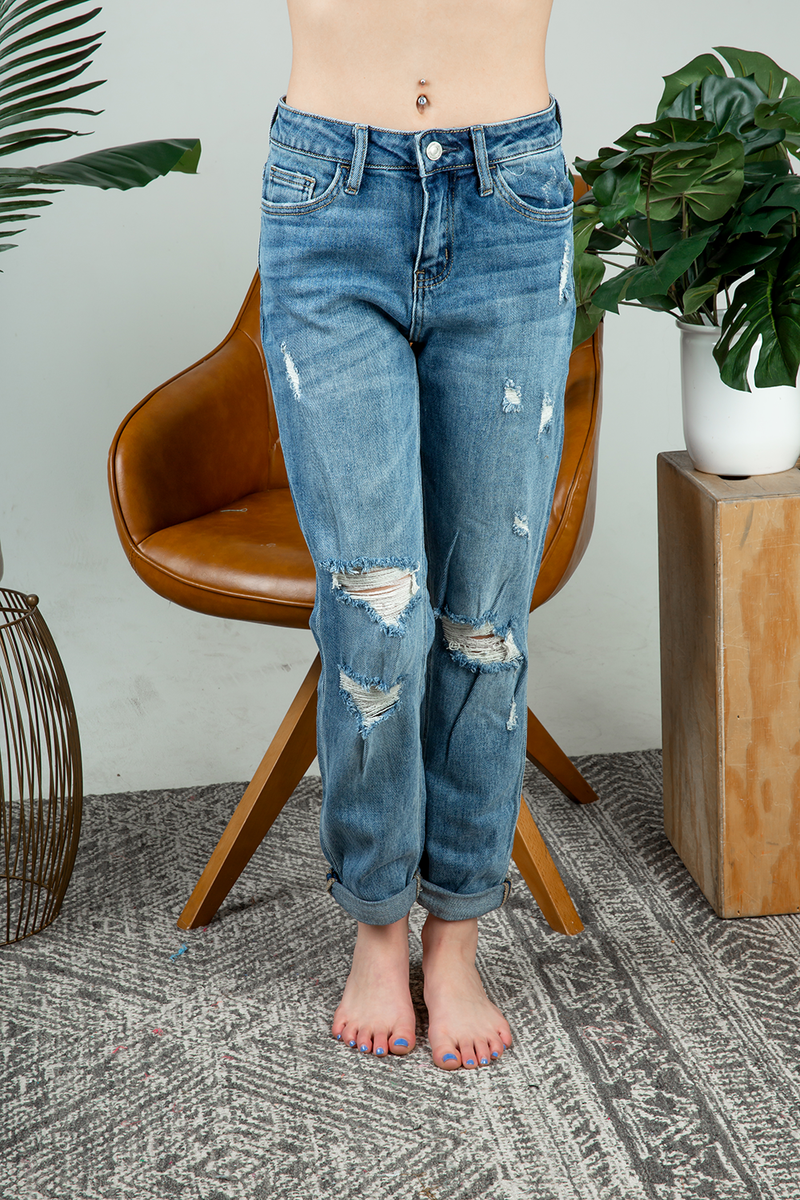 Vervet Around and Around Distressed Girlfriend Jeans (SALE)