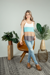 Keep Holding On Color Block Sweater Tank in Light Teal, Ivory, and Mocha