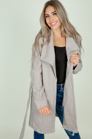 About You Belted Coat in Gray Taupe