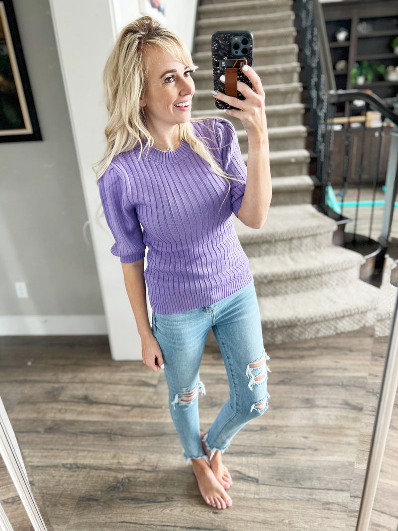 Unthinkable Ribbed 3/4 Sleeve in Lavender