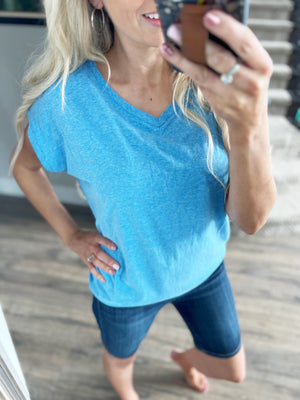 Back to Reality V-Neck Drop Shoulder Top (Multiple Colors)