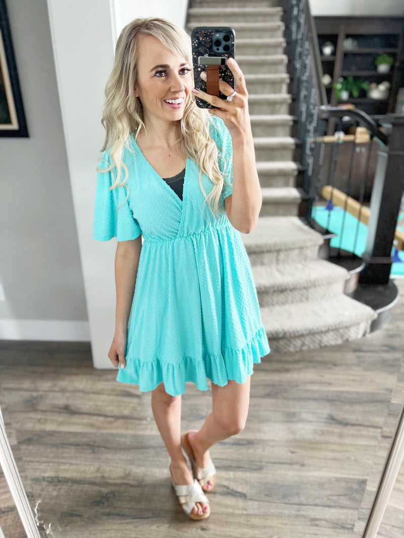 So Into You Swiss Dots Dress in Jade