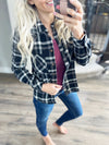 Here To Stay Flannel Button Up in Black