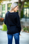 Got That Swing Button Up Sweater with Ruffles in Black (SALE)