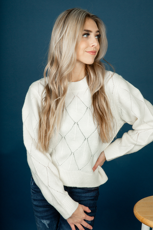 Where it Is Mock Neck Sweater in Cream (SALE)