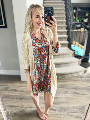 Loving Life Tiered Knee Length Floral Dress