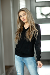 I Knew You V-Neck Sweater Top in Black