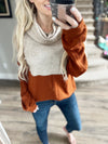 Talking About It Cowl in Rust and Oatmeal