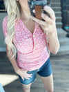 Fall Into Floral Short Sleeve Top in Pink