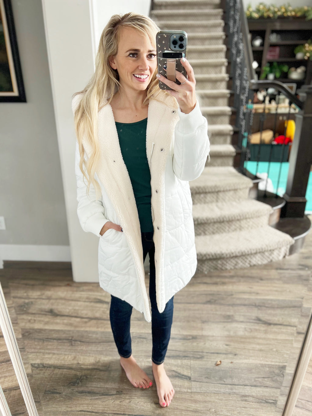 Elegance Defined Long Fur Lined Jacket in Ivory