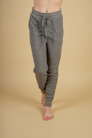 Around My Waist Ribbed Joggers in Heather Mocha
