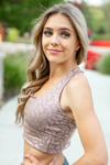 Something New Animal Print Sports Bra in Dusty Purple (SALE)