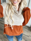 Talking About It Cowl in Rust and Oatmeal