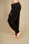 Let It Run Distressed Joggers in Black (SALE)
