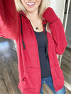 Rest Assured Zip-Up Hoodie in Deep Red