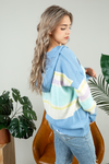 Nothing on Me Color Block Sweater Hoodie in Light Blue, Lavender, and Lemon (SALE)