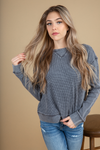 Mono B Steal My Breath Knit Mineral Wash Pullover in Gray