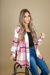 High and Dry Plaid Shacket in Pink (SALE)