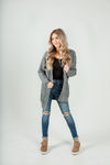 On For Tonight Patterned Knit Cardigan in Grey