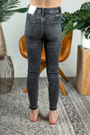 KanCan Bring it In Frayed Hem Skinny Jeans in Black