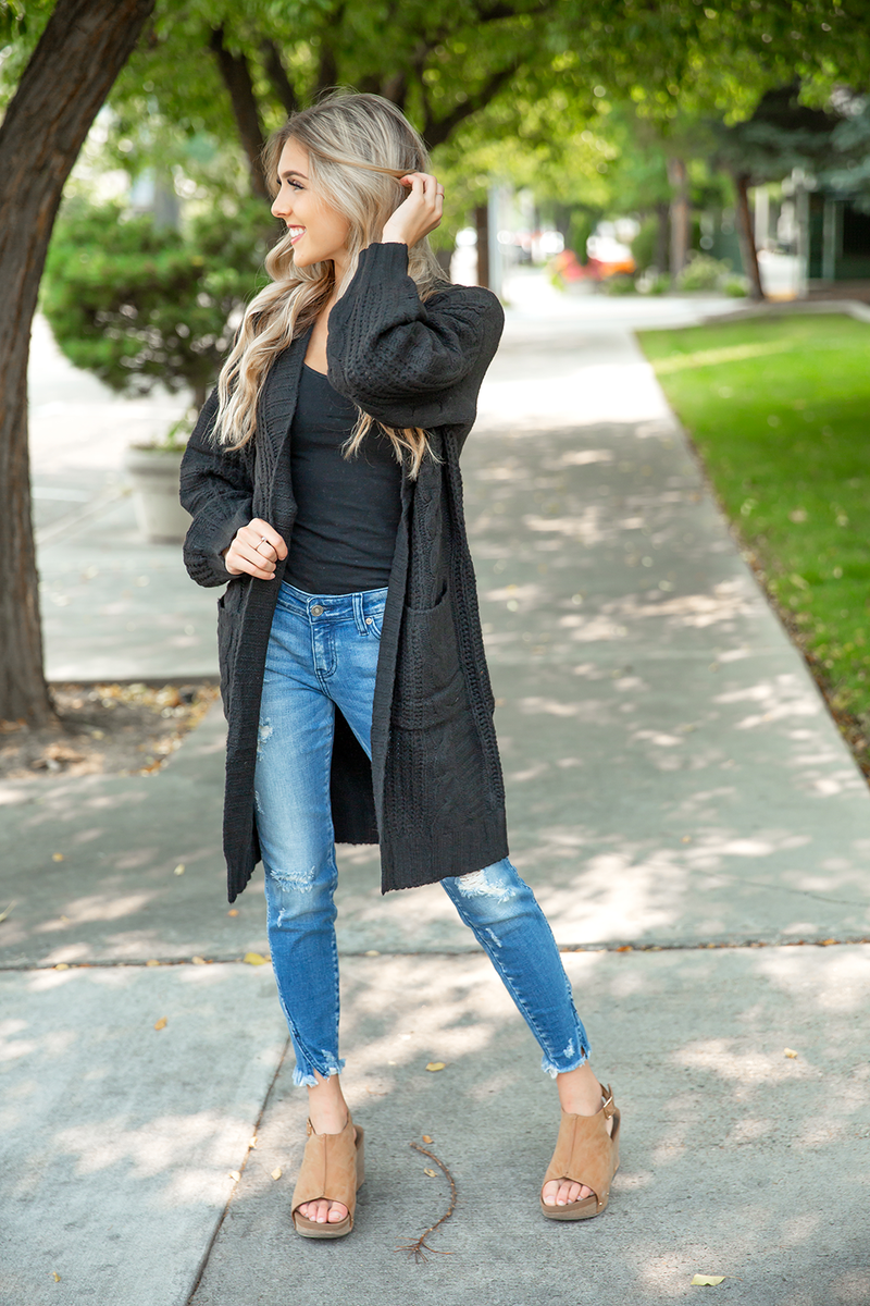 DAILY DEAL Oh How it Goes Knit Cardigan in Black