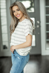 Under the Shadows Striped Top in Off White (SALE)