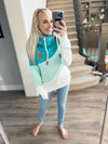 Wanakome Alayna Hoodie in Teal, Mint and Ivory