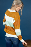 Tell Me Something Color Block Knit Sweater in Mustard, Cream and Mint (SALE)