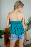 Stressing Out Crochet Top in Teal